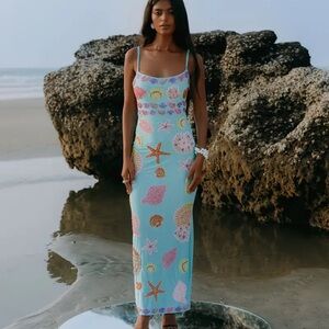 Colorful Sea-Themed Maxi Dress